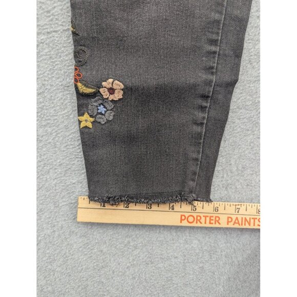 William Rast Jeans Womens 30 Black Perfect Skinny Embroidered Floral Skeleton - Picture 11 of 16